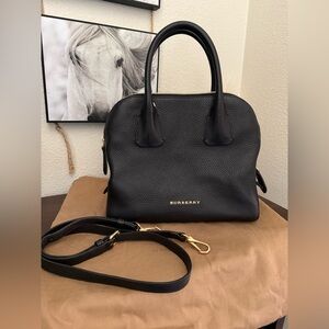 Burberry Black Leather Top Handle Bag